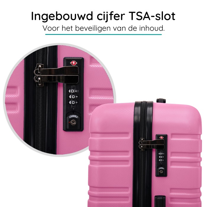 BlockTravel handbagage reiskoffer S met wielen afneembaar 39 liter - inbouw TSA slot - lichtgewicht - roze