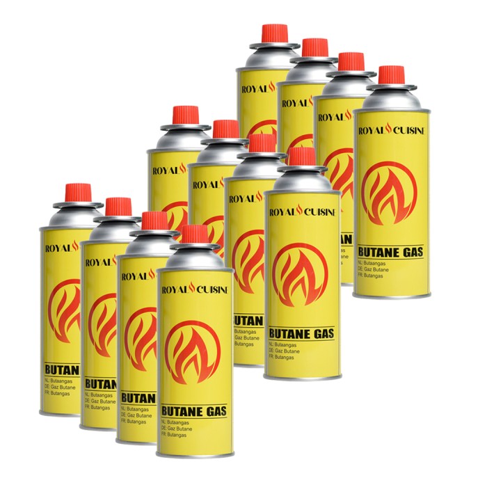 Royal Cuisine - 12x butaan gas - 227 gram - camping gasstel - gasstelletje noodpakket - camping gas - camping kooktoestel - butaan gasbussen