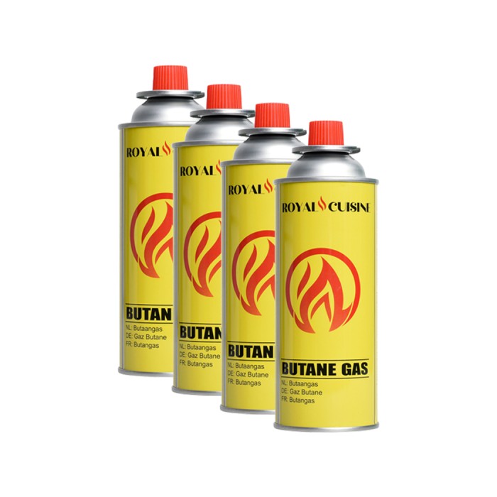 Royal Cuisine - 4x butaan gas - 227 gram - camping gasstel - gasstelletje noodpakket - camping gas - camping kooktoestel - butaan gasbussen