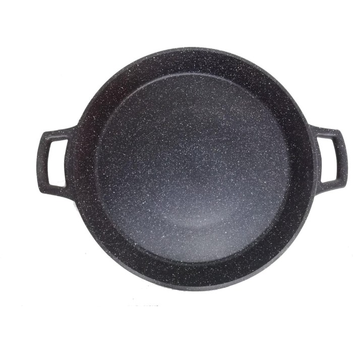 Kookkunst Holland Paella Pan Inductie - Kookpan met Silicone Koude Handgrepen - Ø 40 cm - Inductie Pannen - Gietaluminium - Marmeren Anti-aanbaklaag - PFOA-vrij