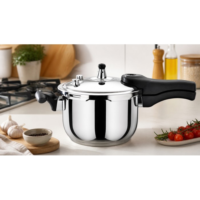 Kookkunst Holland Snelkookpan Inductie 7L – Hogedrukpan / Snelkoker RVS 24 cm – Pressure Cooker met 6 Veiligheden – Geschikt voor Alle Warmtebronnen