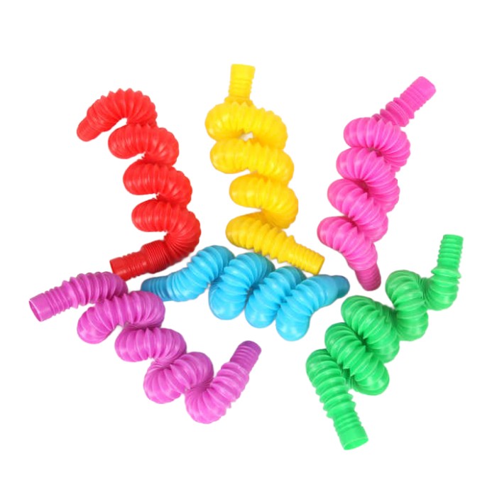Block Pop Tubes – Set van 8 Sensorische Buizen - Fidget Speelgoed kleurenmix voor Kinderen en Volwassenen – Buigbaar, Kleurrijk,  Stimulerend & Stressverlagend