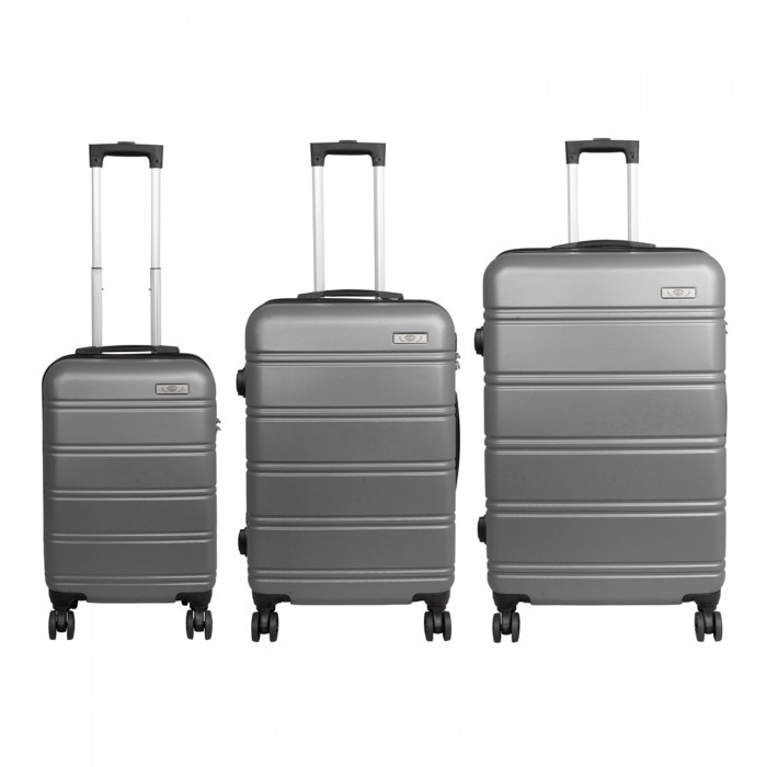 BlockTravel kofferset 3 delig met wielen en cijferslot - ABS - zilver (42016) BlockTravel kofferset 3 delig met wielen en cijferslot - ABS - zilver (42016)