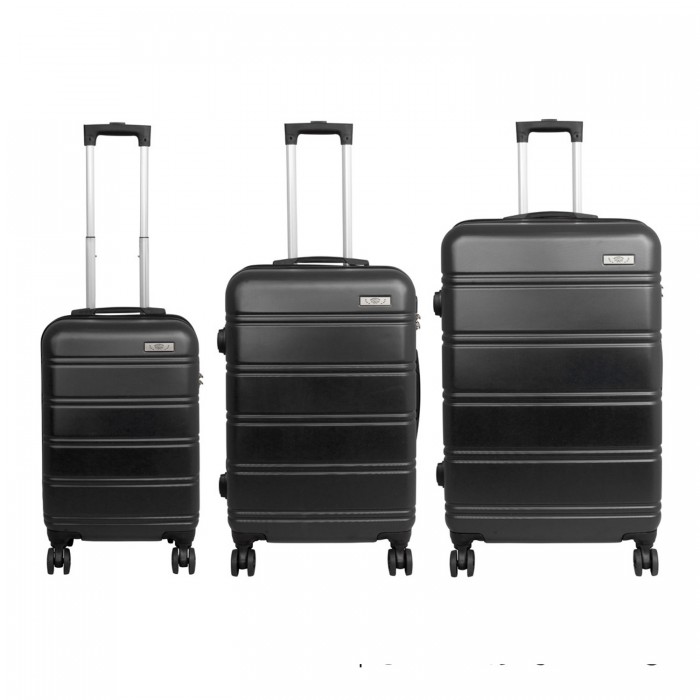 BlockTravel kofferset 3 delig met wielen en cijferslot - ABS - zwart (42016) BlockTravel kofferset 3 delig met wielen en cijferslot - ABS - zwart (42016)
