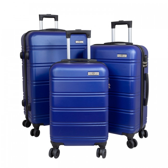 BlockTravel kofferset 3 delig met wielen en cijferslot - ABS - blauw (42016)