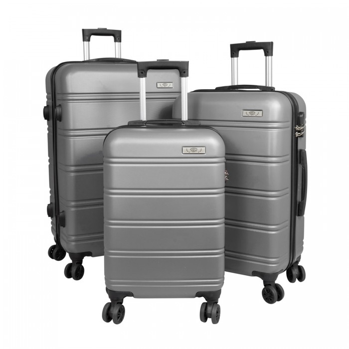 BlockTravel kofferset 3 delig met wielen en cijferslot - ABS - zilver (42016) BlockTravel kofferset 3 delig met wielen en cijferslot - ABS - zilver (42016)