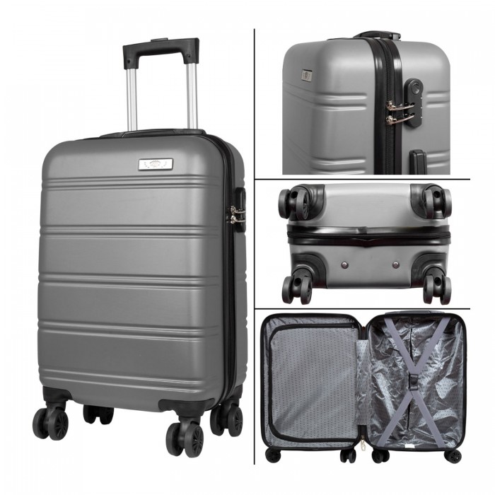 BlockTravel kofferset 3 delig met wielen en cijferslot - ABS - zilver (42016) BlockTravel kofferset 3 delig met wielen en cijferslot - ABS - zilver (42016)