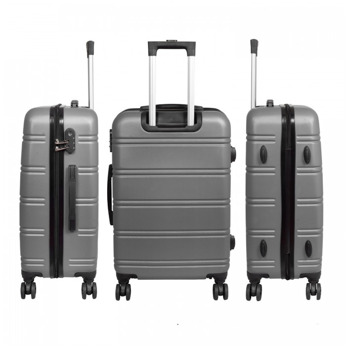 BlockTravel kofferset 3 delig met wielen en cijferslot - ABS - zilver (42016) BlockTravel kofferset 3 delig met wielen en cijferslot - ABS - zilver (42016)