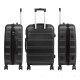 BlockTravel kofferset 3 delig met wielen en cijferslot - ABS - zwart (42016)