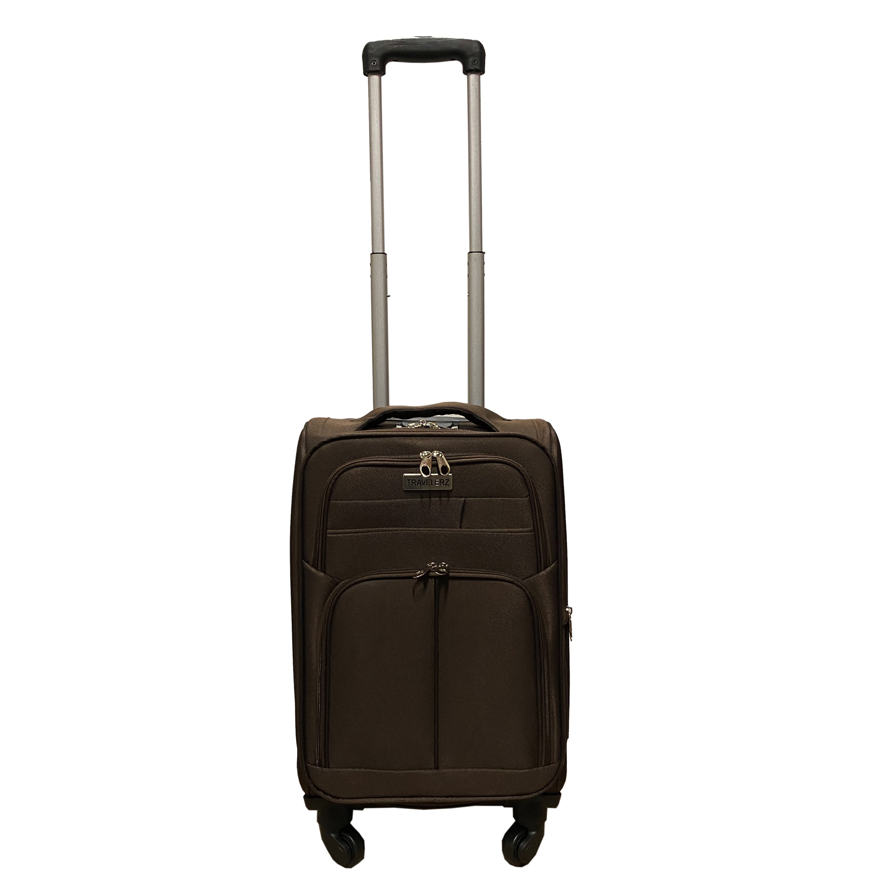 Travelerz handbagage reiskoffer met wielen softcase 42 liter - met cijferslot - expender - voorvakken - bruin- Deze softcase handbagage reiskoffer liter van