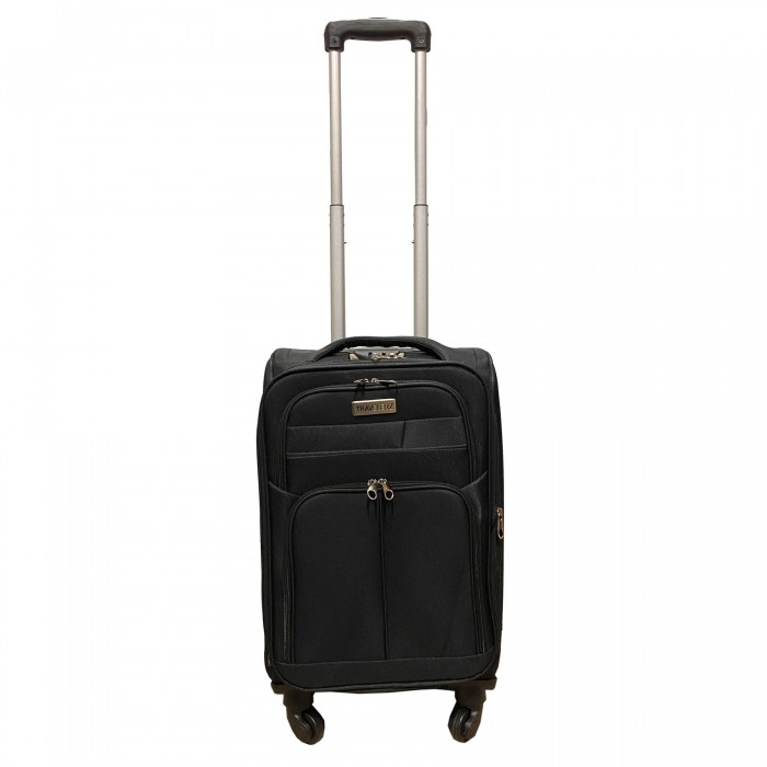 Travelerz handbagage reiskoffer met wielen softcase 42 liter - met cijferslot - expender - voorvakken - zwart Travelerz handbagage reiskoffer met wielen softcase 42 liter - met cijferslot - expender - voorvakken - zwart