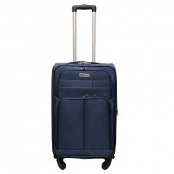 Travelerz reiskoffer met wielen softcase 68 liter - met cijferslot - expender - voorvakken - blauw