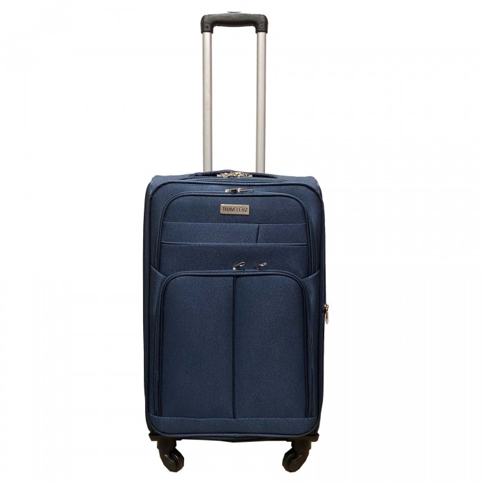 Travelerz reiskoffer met wielen softcase 68 liter - met cijferslot - expender - voorvakken - blauw