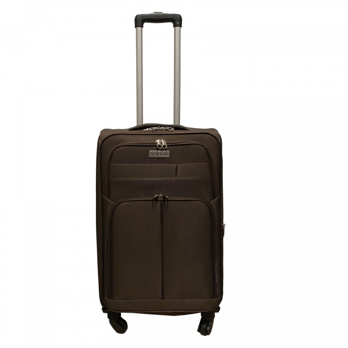 Travelerz reiskoffer met wielen softcase 68 liter - met cijferslot - expender - voorvakken - bruin