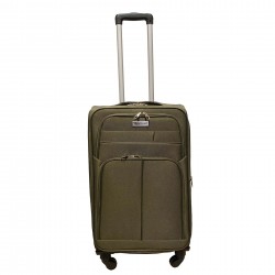 Travelerz reiskoffer met wielen softcase 68 liter - met cijferslot - expender - voorvakken - groen