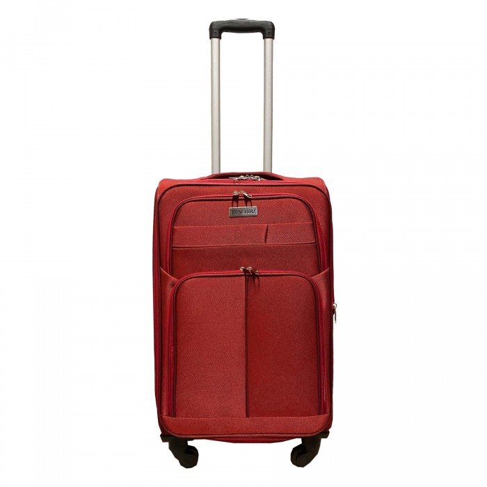 Travelerz reiskoffer met wielen softcase 68 liter - met cijferslot - expender - voorvakken - rood