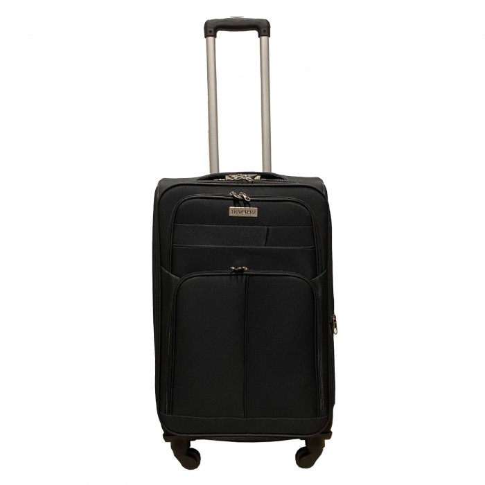 Travelerz reiskoffer met wielen softcase 68 liter - met cijferslot - expender - voorvakken - zwart Travelerz reiskoffer met wielen softcase 68 liter - met cijferslot - expender - voorvakken - zwart