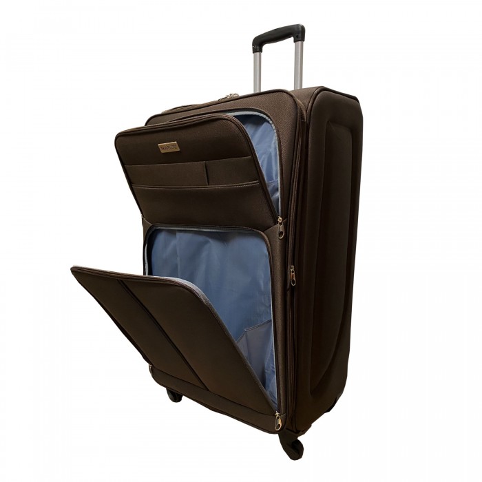 Travelerz reiskoffer met wielen softcase 139 liter - met cijferslot - expender - voorvakken - bruin