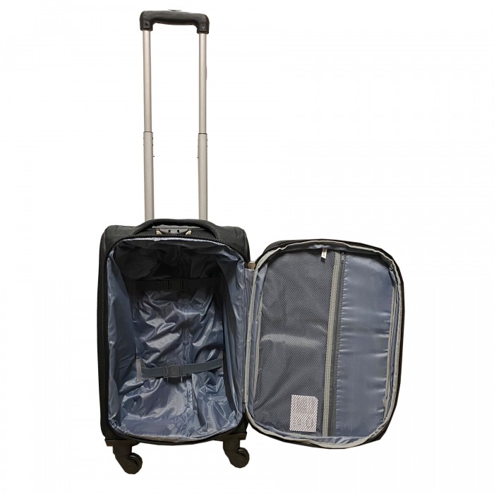 Travelerz handbagage reiskoffer met wielen softcase 42 liter - met cijferslot - expender - voorvakken - blauw