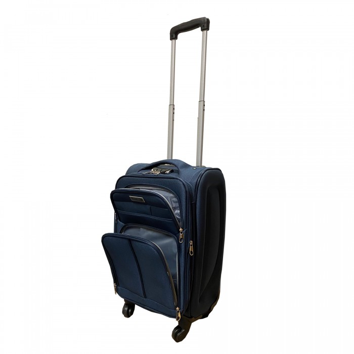 Travelerz handbagage reiskoffer met wielen softcase 42 liter - met cijferslot - expender - voorvakken - blauw Travelerz handbagage reiskoffer met wielen softcase 42 liter - met cijferslot - expender - voorvakken - blauw
