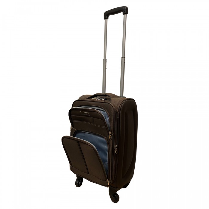 Travelerz handbagage reiskoffer met wielen softcase 42 liter - met cijferslot - expender - voorvakken - bruin Travelerz handbagage reiskoffer met wielen softcase 42 liter - met cijferslot - expender - voorvakken - bruin