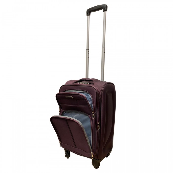 Travelerz handbagage reiskoffer met wielen softcase 42 liter - met cijferslot - expender - voorvakken - paars Travelerz handbagage reiskoffer met wielen softcase 42 liter - met cijferslot - expender - voorvakken - paars