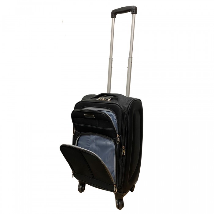 Travelerz handbagage reiskoffer met wielen softcase 42 liter - met cijferslot - expender - voorvakken - zwart Travelerz handbagage reiskoffer met wielen softcase 42 liter - met cijferslot - expender - voorvakken - zwart