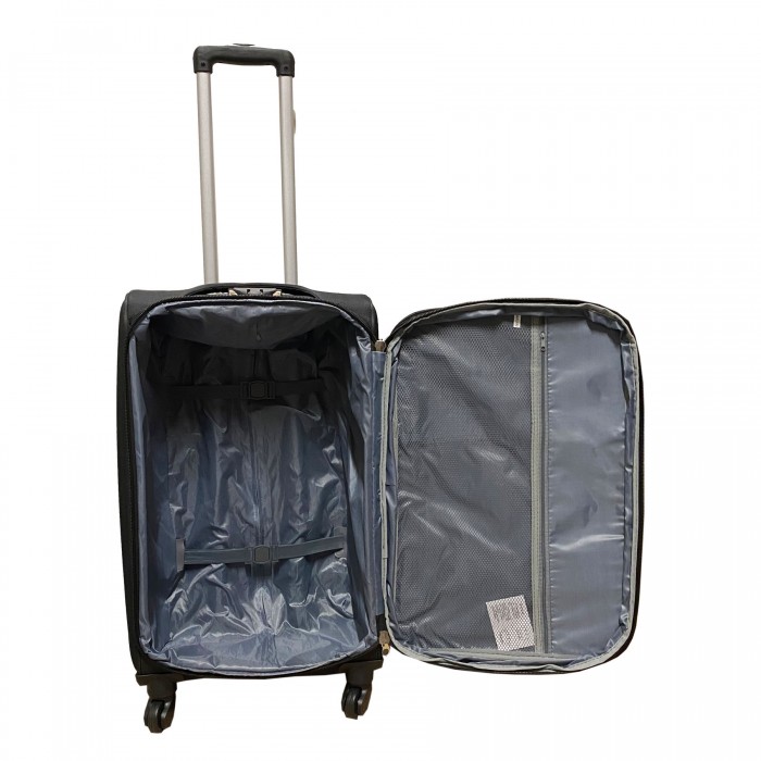 Travelerz reiskoffer met wielen softcase 68 liter - met cijferslot - expender - voorvakken - blauw