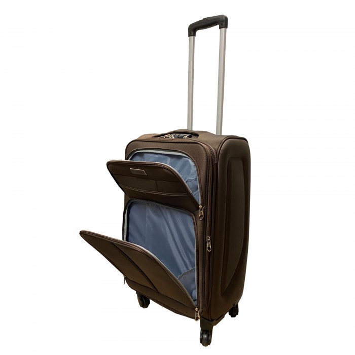 Travelerz reiskoffer met wielen softcase 68 liter - met cijferslot - expender - voorvakken - bruin