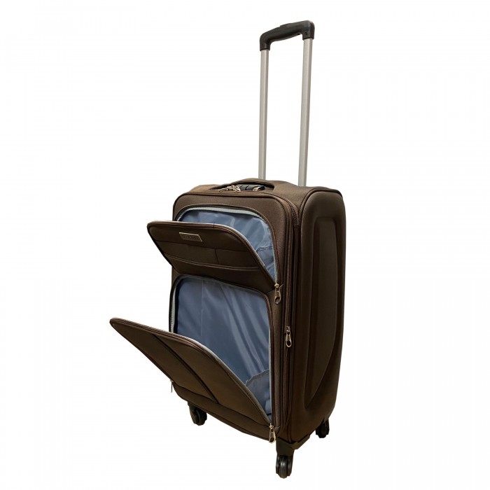 Travelerz reiskoffer met wielen softcase 68 liter - met cijferslot - expender - voorvakken - bruin Travelerz reiskoffer met wielen softcase 68 liter - met cijferslot - expender - voorvakken - bruin