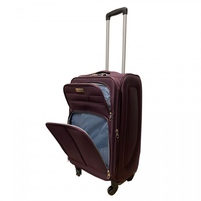 Travelerz reiskoffer met wielen softcase 68 liter - met cijferslot - expender - voorvakken - paars Travelerz reiskoffer met wielen softcase 68 liter - met cijferslot - expender - voorvakken - paars