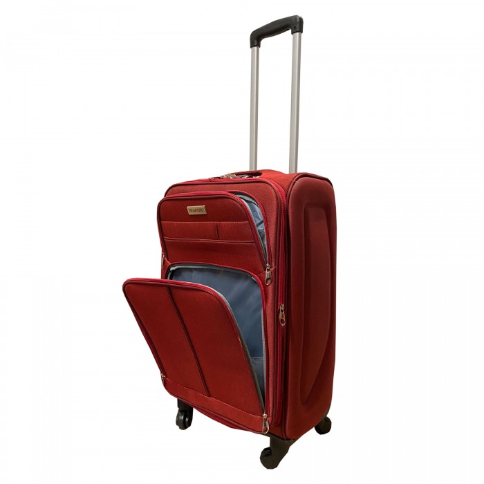 Travelerz reiskoffer met wielen softcase 68 liter - met cijferslot - expender - voorvakken - rood