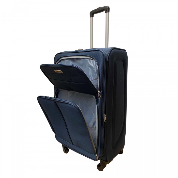 Travelerz reiskoffer met wielen softcase 96 liter - met cijferslot - expender - voorvakken - blauw