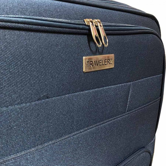 Travelerz reiskoffer met wielen softcase 68 liter - met cijferslot - expender - voorvakken - blauw