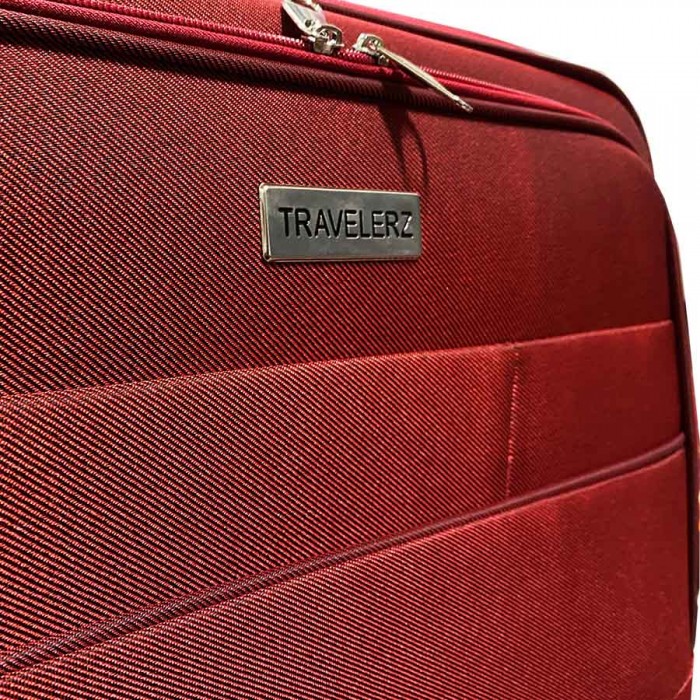 Travelerz reiskoffer met wielen softcase 68 liter - met cijferslot - expender - voorvakken - rood