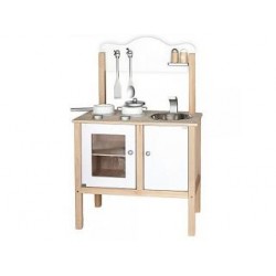 Houten Combi Keuken Wit/Zilver