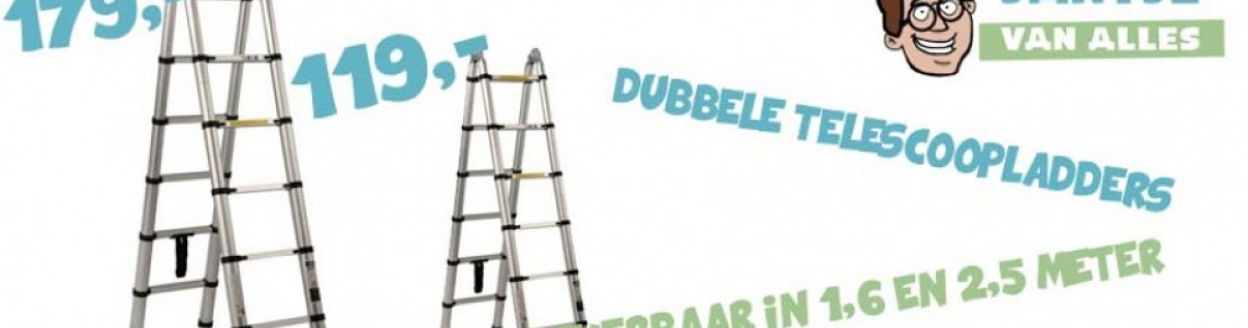 Telescopische ladder dubbel 1,6 en 2,5 meter