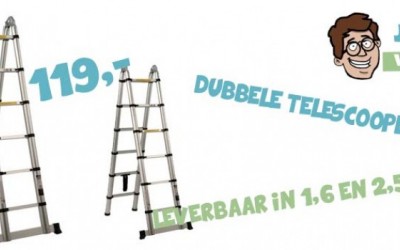Telescopische ladder dubbel 1,6 en 2,5 meter