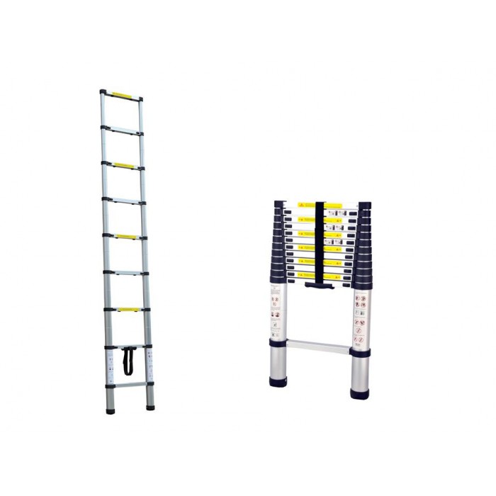 Herzberg lichtgewicht aluminium telescoopladder 2,6 meter met softclose Herzberg lichtgewicht aluminium telescoopladder 2,6 meter met softclose