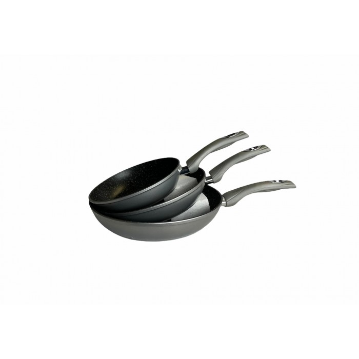 Cheffinger 3-delige marmeren inductie koekenpannenset koudgrepen - zilver Cheffinger 3-delige marmeren inductie koekenpannenset koudgrepen - zilver