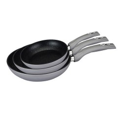 Cheffinger 3-delige marmeren inductie koekenpannenset koudgrepen - zilver
