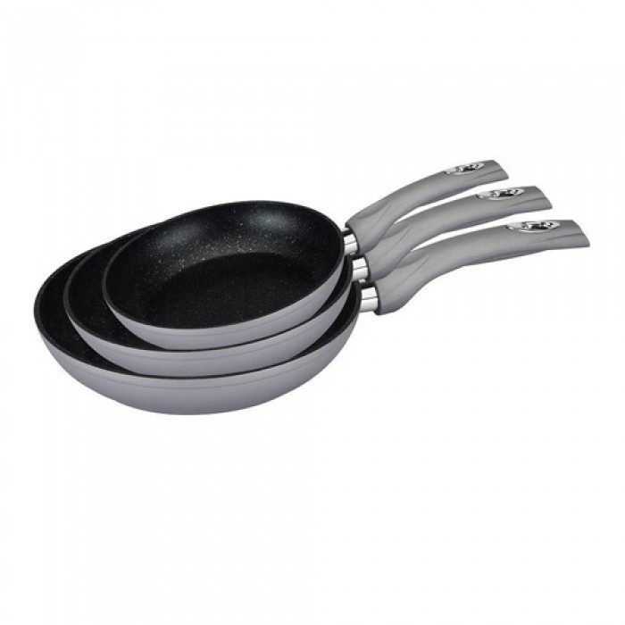 Cheffinger 3-delige marmeren inductie koekenpannenset koudgrepen - zilver Cheffinger 3-delige marmeren inductie koekenpannenset koudgrepen - zilver
