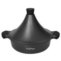 Cheffinger Tajine Tagine inductie pan Ø 28 cm - aluminium - zwart met koudgrepen