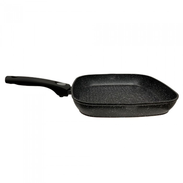 NeuMann grillpan inductie vierkant met afneembare handgreep en schenktuit - Ø 28 x 4,5 cm