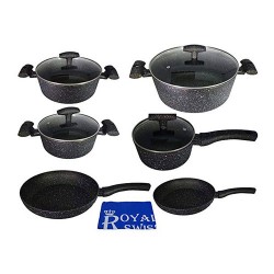 Royal Swiss Grijs 11 delige marmeren coating pannenset