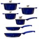 Kookkunst Holland 10 delige pannenset met glazen deksel en silicone koude handgrepen blauw Kookkunst Holland 10 delige pannenset met glazen deksel en silicone koude handgrepen blauw