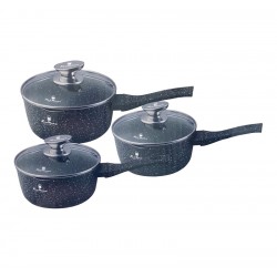 Neumann steelpannenset met deksels zwart - Ø 16, 18 & 20 cm - 3 delig