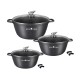 Royal Cuisine Amsterdam pannenset inductie met deksels - koudgrepen – zwart Ø 20, 24 & 28 cm – 3 delig Royal Cuisine Amsterdam pannenset inductie met deksels - koudgrepen – zwart Ø 20, 24 & 28 cm – 3 delig