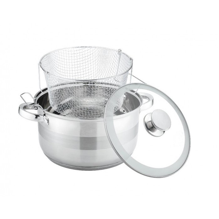 DeBlock DM-1223 Frituurpan RVS Ø 24 cm met Glazen Deksel - 6.5 Liter DeBlock DM-1223 Frituurpan RVS Ø 24 cm met Glazen Deksel - 6.5 Liter