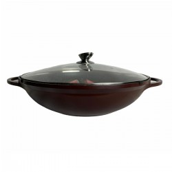 DeBlock Platinum wokpan met glazen deksel Ø 36 cm - geschikt voor inductie - koudgrepen - bordeaux rood